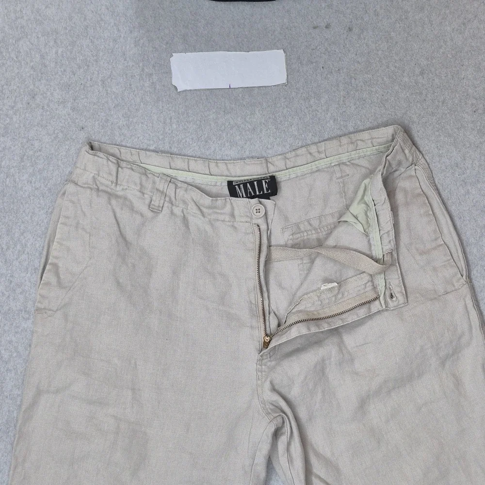 International Male Men Pants 34 Beige Linen Dress Pants Button 30